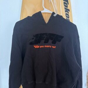 Off-White Black Hoodie with Yellow Label